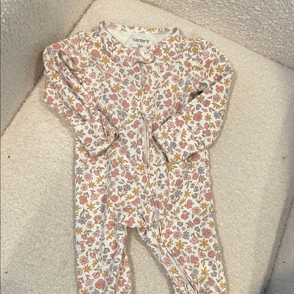 Carter's Floral baby One Piece - Pink and Yellow